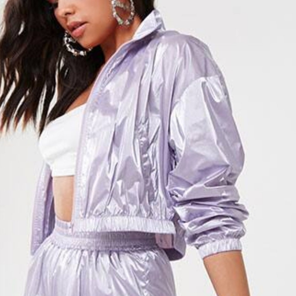 Zip Up Windbreaker Cropped Bomber Jacket